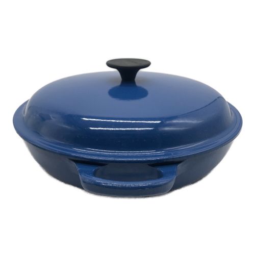 LE CREUSET (ルクルーゼ) 鍋 SIZE 26cm ブルー 浅型・キズ・ヨゴレ・蓋裏サビ・あり 本体のみ ビュッフェキャセロール