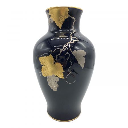 大倉陶園 (オオクラトウエン) 花瓶 瑠璃金蝕ぶどう ネイビー