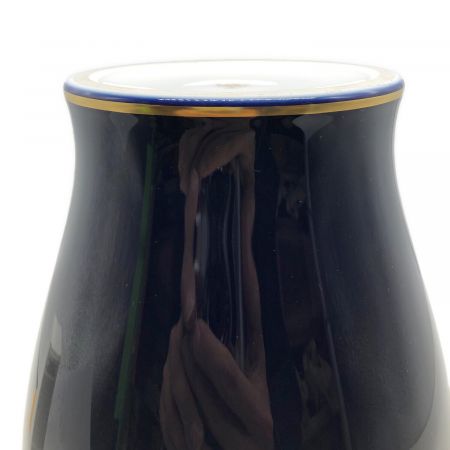 大倉陶園 (オオクラトウエン) 花瓶 瑠璃金蝕ぶどう ネイビー