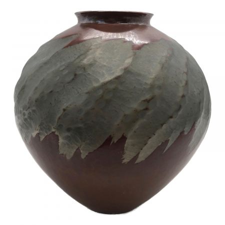 玉川堂 (ギョクセンドウ) 銅製花瓶 グレー×ブラウン