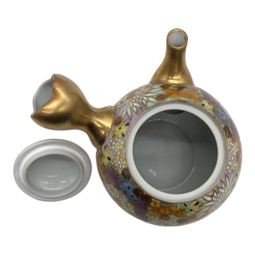 九谷章山 茶器セット 湯呑裏カケ 金彩ハガレ有 急須①蓋付湯呑③ 4Pセット