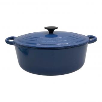 LE CREUSET (ルクルーゼ) 鍋 ブルー 蓋裏に一部サビ、一部汚れ有 オーバル 29