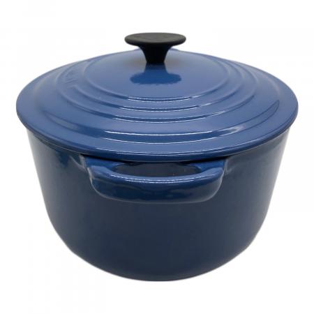 LE CREUSET (ルクルーゼ) 鍋 ブルー 蓋裏に一部サビ、一部汚れ有