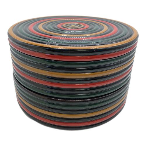 山中塗 (ヤマナカヌリ) 丸重箱 内部キズ有 独楽紋