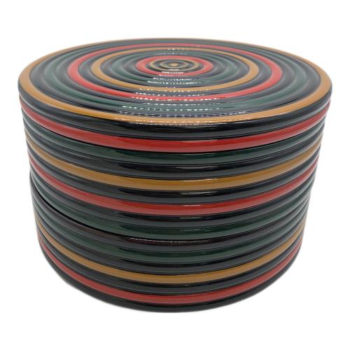 山中塗 (ヤマナカヌリ) 丸重箱 内部キズ有 独楽紋