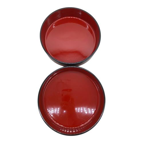 山中塗 (ヤマナカヌリ) 丸重箱 内部キズ有 独楽紋