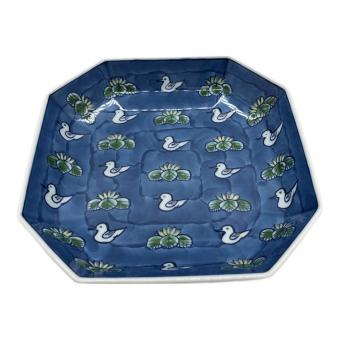 源右衛門窯 (ゲンエモンガマ) 八角鉢 染錦水鳥図