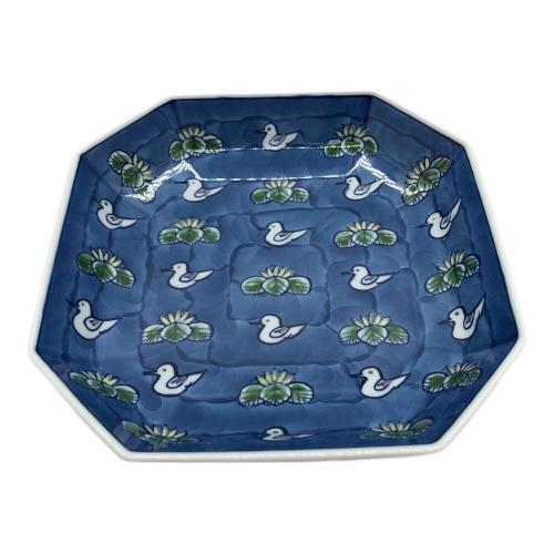 源右衛門窯 (ゲンエモンガマ) 八角鉢 染錦水鳥図