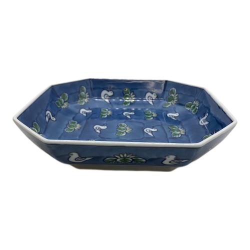 源右衛門窯 (ゲンエモンガマ) 八角鉢 染錦水鳥図