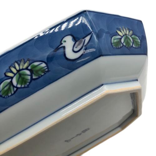 源右衛門窯 (ゲンエモンガマ) 八角鉢 染錦水鳥図