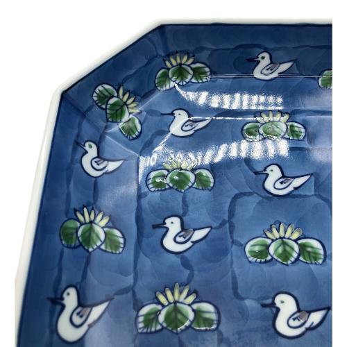 源右衛門窯 (ゲンエモンガマ) 八角鉢 染錦水鳥図