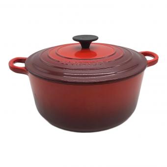 LE CREUSET (ルクルーゼ) 両手鍋 SIZE 24cm レッド ホーロー