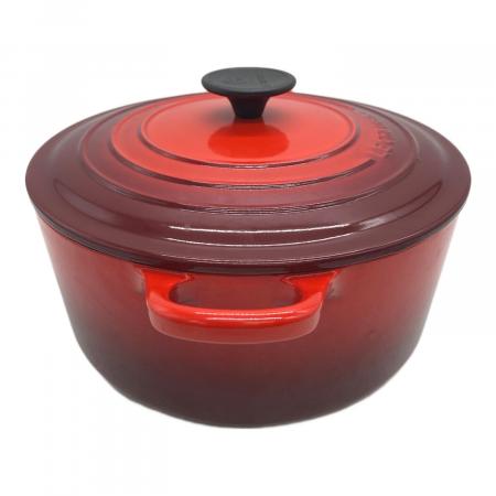 LE CREUSET (ルクルーゼ) 両手鍋 SIZE 24cm レッド ホーロー