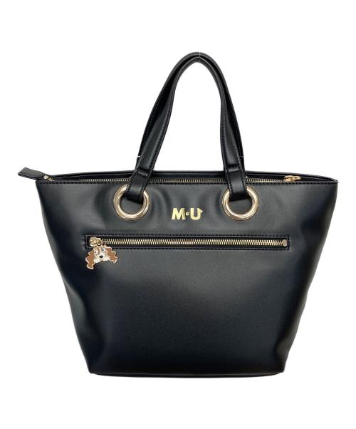 M U SPORTS (エムユースポーツ) デュアルレザービジューロイヤルハンドバッグ ブラック 未使用品