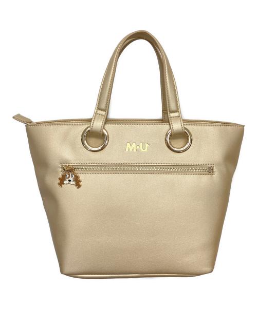 M U SPORTS (エムユースポーツ) デュアルレザービジューロイヤルハンドバック ベージュ 未使用品