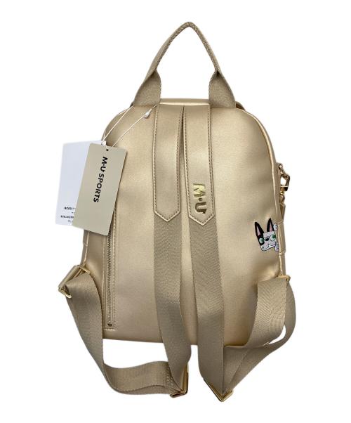 M U SPORTS (エムユースポーツ) デュアルレザービジューロイヤルバックパック ベージュ サイズ:FREE 未使用品