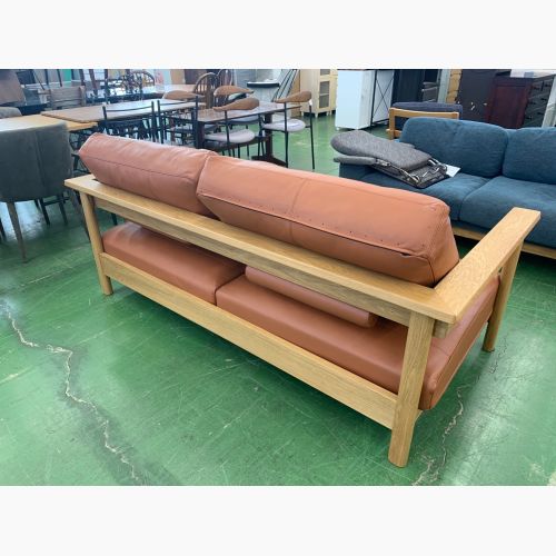 FLANNEL SOFA (フランネルソファ) 3人掛けソファー ナチュラル×オレンジ オットマン付き 合皮 RECTA