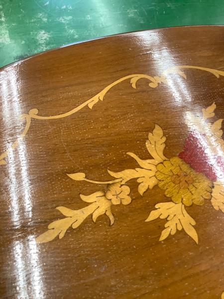 サイドテーブル 象嵌細工/イタリア製 オーバルコンソール｜トレファク