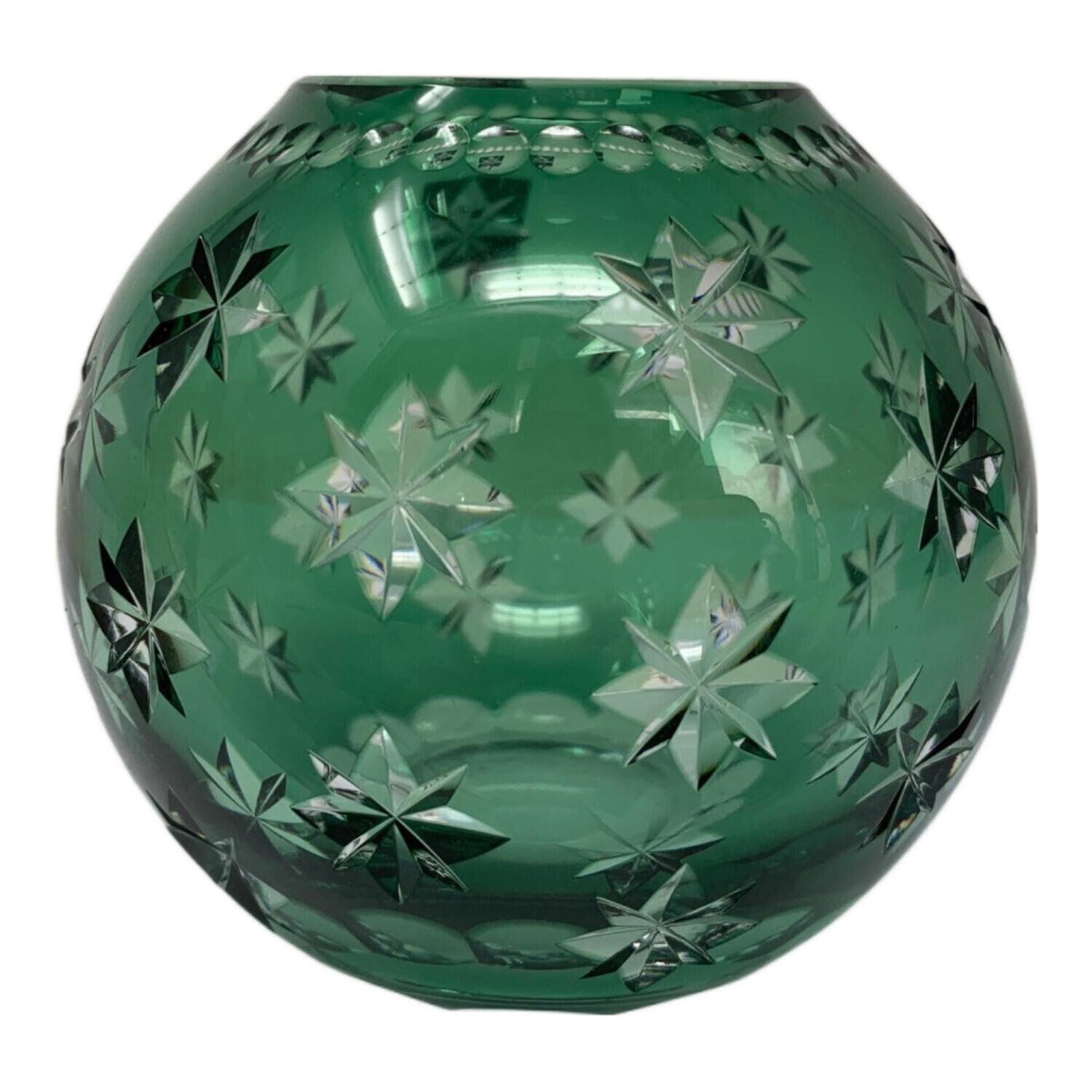 江戸切子 カガミクリスタル 花瓶 KAGAMI CRYSTAL 笹っ葉に麻の葉 KAGAMI カガミクリスタル 江戸切子 花瓶 笹っ葉に八角籠目紋 20cm・伊