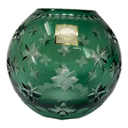 KAGAMI CRYSTAL (カガミクリスタル) 手まり花瓶 江戸切子 四葉小紋