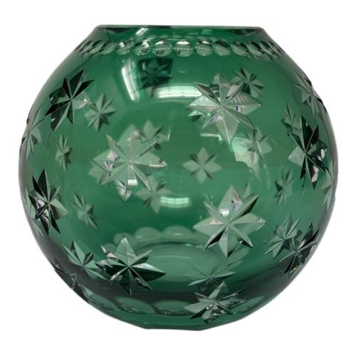 KAGAMI CRYSTAL (カガミクリスタル) 手まり花瓶 江戸切子 四葉小紋