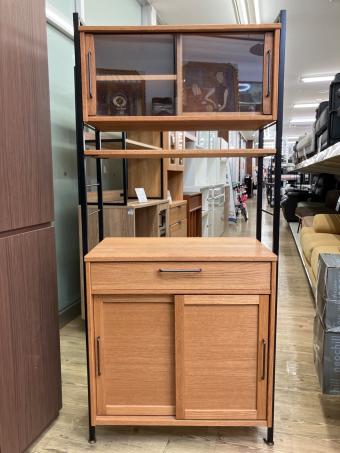 MOMO natural (モモナチュラル) 食器棚 41 ナチュラル×ブラック UNITO BOARD