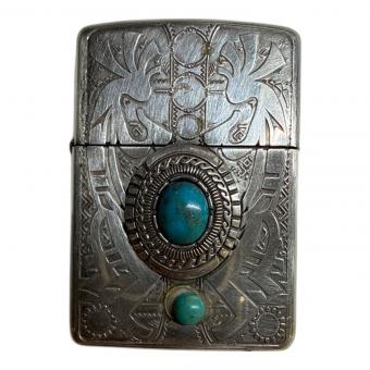 ZIPPO (ジッポ) オイルライター 2019年製 ターコイズ ※石取れ有 グラツキ有
