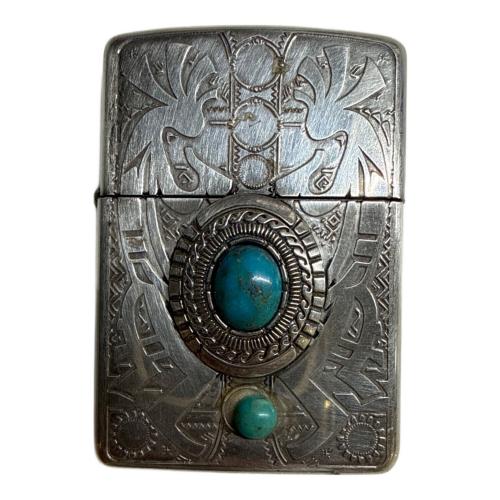 ZIPPO (ジッポ) オイルライター 2019年製 ターコイズ ※石取れ有 グラツキ有