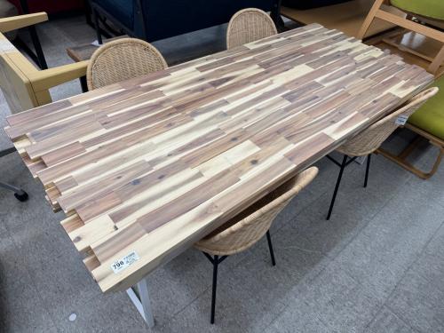 ダイニング5点セット 木村商事　ナチュラル×ブラック 天板キズ有 天然木　LOGO TABLE