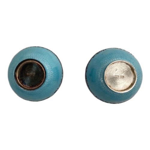 純銀製茶器セット 韓国製 くすみ有 SILVER99 612.1g 銀七宝 鴛鴦文 青 急須1・湯呑み2セット