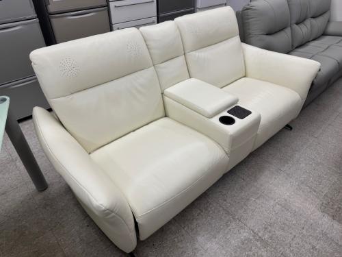 電動リクライニングソファ ホワイト 2人掛け