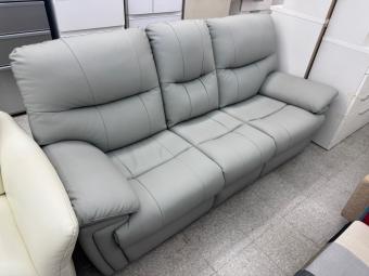 ヤマダオリジナル 電動リクライニングソファ グレー 3人掛け YES140001 3P 半革 幅:約202㎝