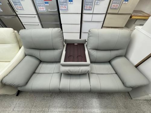 ヤマダオリジナル 電動リクライニングソファ グレー 3人掛け YES140001 3P 半革 幅:約202㎝