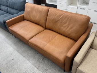 ニトリ 3人掛けソファー ブラウン 半革 ボルトン