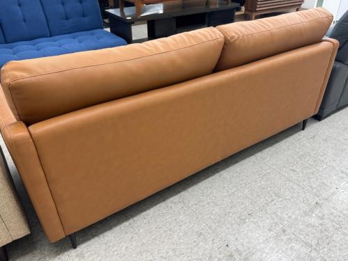 ニトリ 3人掛けソファー ブラウン 半革 ボルトン