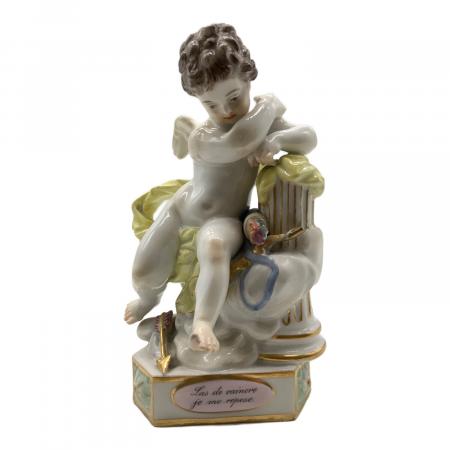 Meissen マイセン ハートをパンクさせているキューピッド フィギュリン ◎ Meissen マイセン ハートをパンクさせているキューピッド
