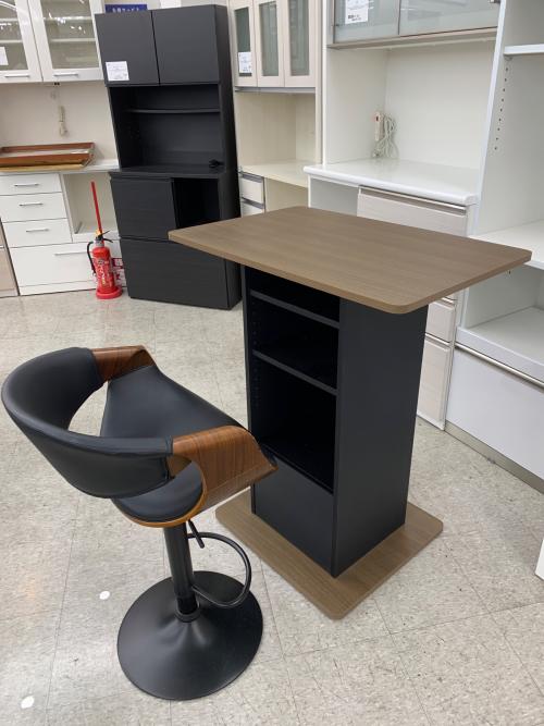 ハイテーブル＆カウンターチェアセット ブラウン×ブラック