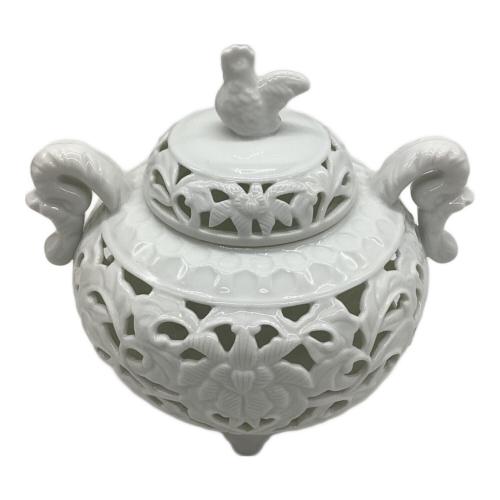 白磁唐草透し彫 香炉 有田焼