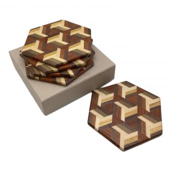 寄木細工 (ヨセギザイク) コースター 金指勝悦