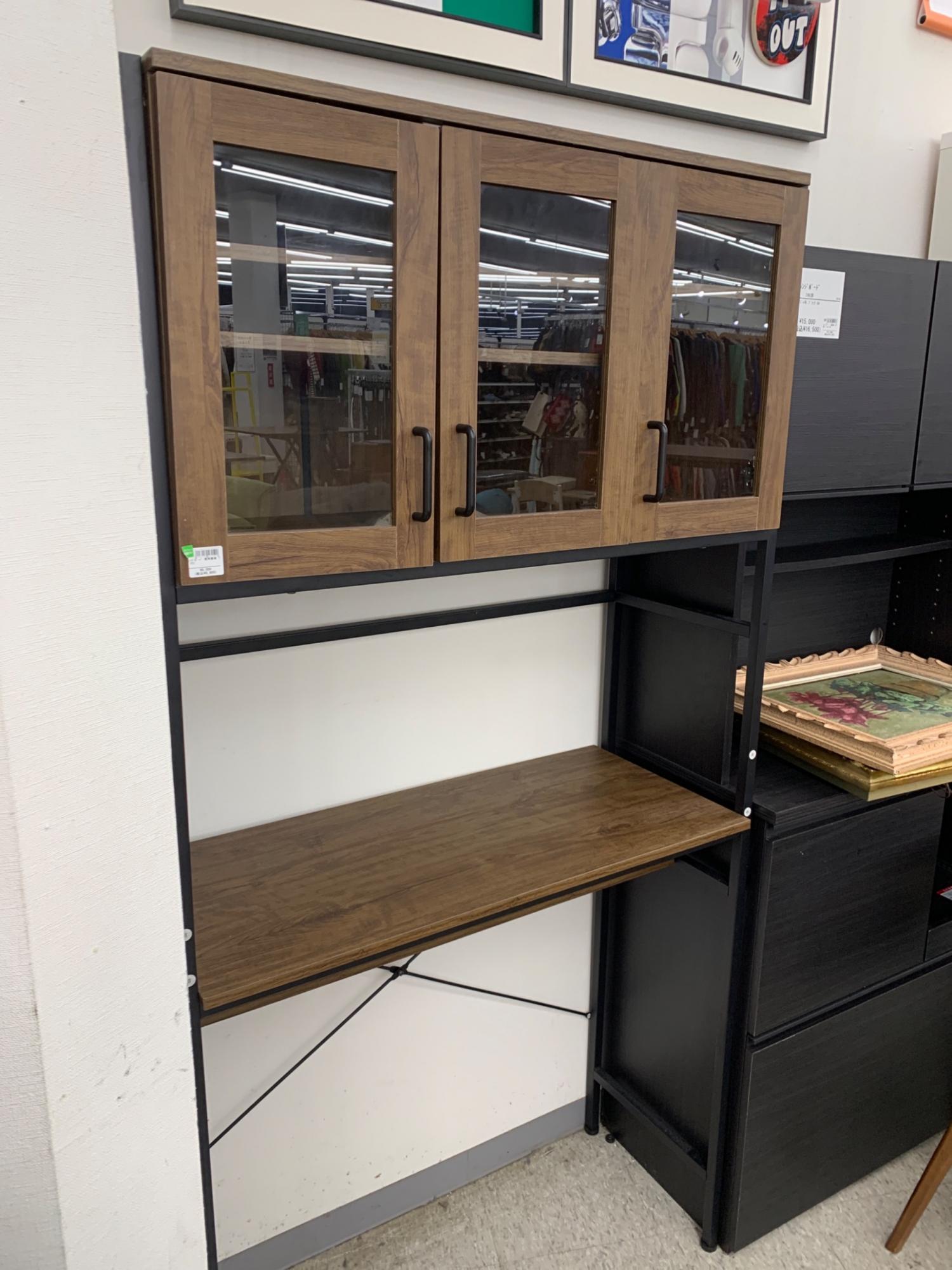 松田家具レンジボードスライド扉ダークブラウン【トレファク堺福田店