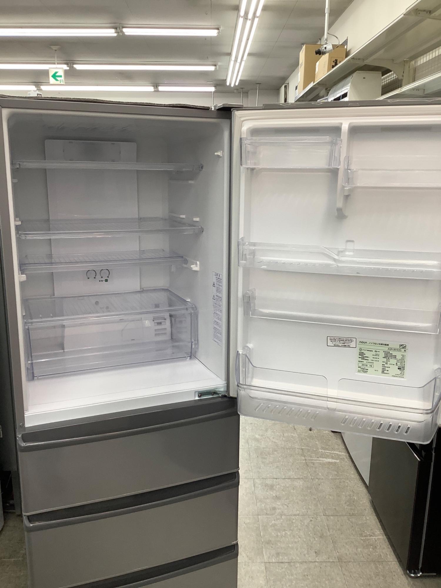 本日中の出品 AQUA AQR-361E(S) 冷蔵庫 355L 4ドア 右 アクア 355L 4ドア 冷蔵庫 AQR-361E(S) 右開き シルバー色