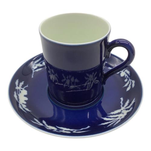 深川製磁 (フカガワセイジ) コーヒーカップ&ソーサー 明染付白抜紋突立コーヒー椀皿