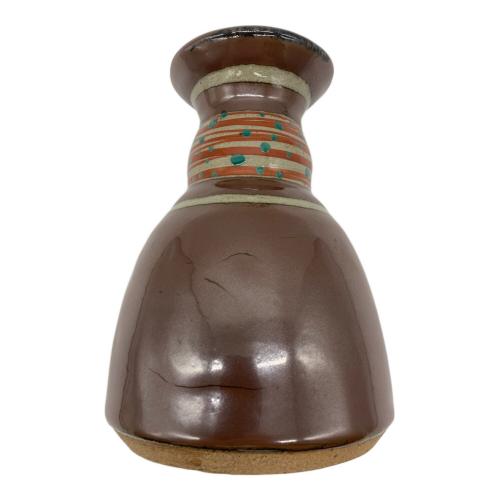 浜田友雄 花瓶 柿釉赤絵花瓶