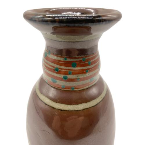 浜田友雄 花瓶 柿釉赤絵花瓶