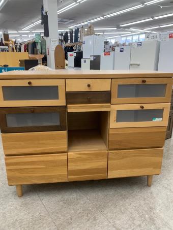 マルヨシ リビングチェスト 54 ブラウン×ナチュラル アルル