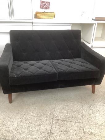 カリモク60 (カリモクロクマル) 2人掛けソファー U36212W201 2025年製 モケットブラック ロビーチェア2シーター