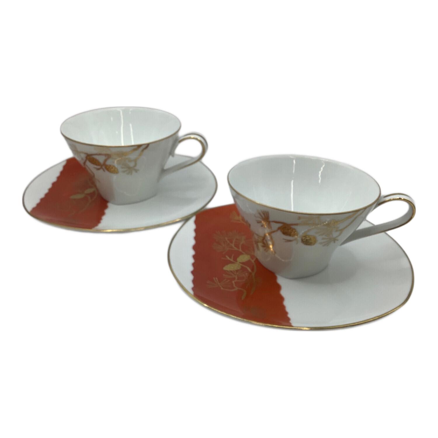 Noritake (ノリタケ) カップ&ソーサー ホワイト×レッド オールド