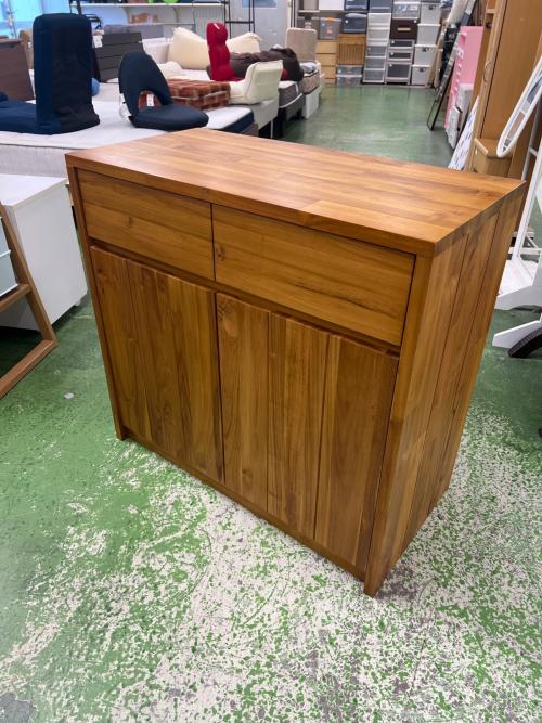 UNICO (ウニコ) キャビネット ライトブラウン 273 引き出し付き 2枚扉 チーク材 BREATH