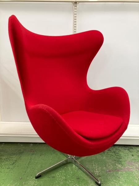 エッグチェア　レッド　リプロダクト品 ARNE JACOBSEN（アルネ ヤコブセン） エッグチェア オットマン リ