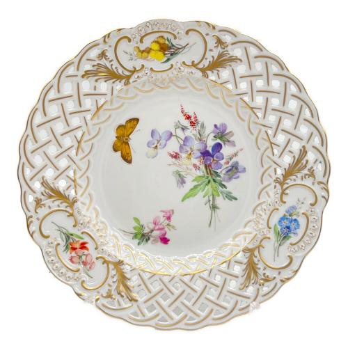 Meissen (マイセン) プレート 花 蝶 透かし網